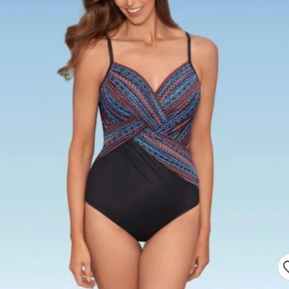 (XL/16)- Dreamsuit By Miracle Brands Women's Slimming Control Wrap Swimsuit